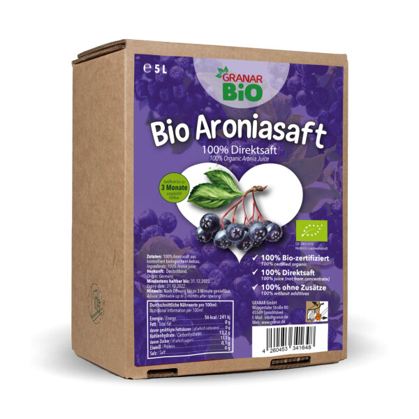 3 Liter Bio Aronia Direktsaft in der Saftbox von GranarBIO