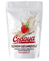 Schokobombe Himbeeren in weißer Schokolade