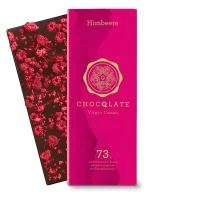 75g Bio Schokolade mit gefriergetrockneten Himbeeren 73%...