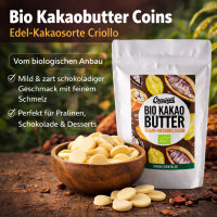 800g Bio Roh Kakaobutter Coins von Copaya
