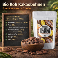 Copaya Bio Roh Kakaobohnen Criollo 800g