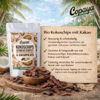 750g Bio Kokoschips mit Bio Kakao, geröstet & mit Kokosblütenzucker gesüßt von Copaya