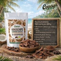 500g Bio Kokoschips mit Bio Kakao, geröstet & mit Kokosblütenzucker gesüßt von Copaya