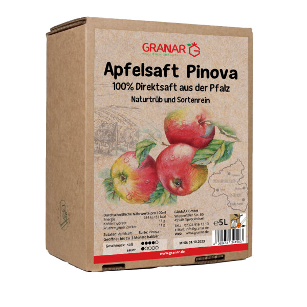 5 Liter-Box Apfel Direktsaft Pinova aus der Pfalz
